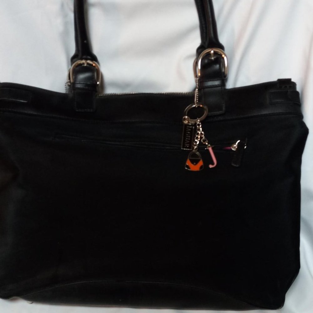 Jaguar Woman's Tote office travel work Black with Pink Easy clean Nylon Auto